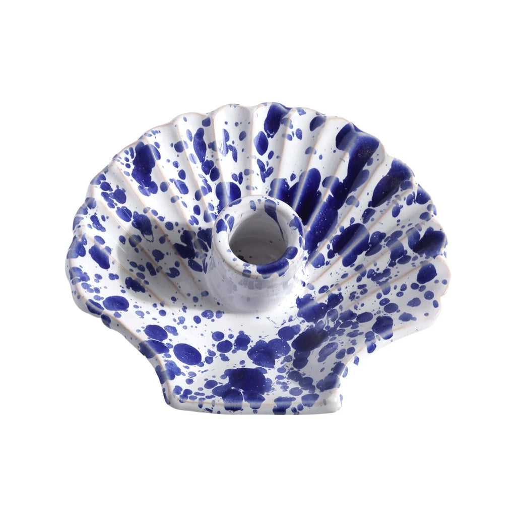 Concha Candle - White with Cobalt