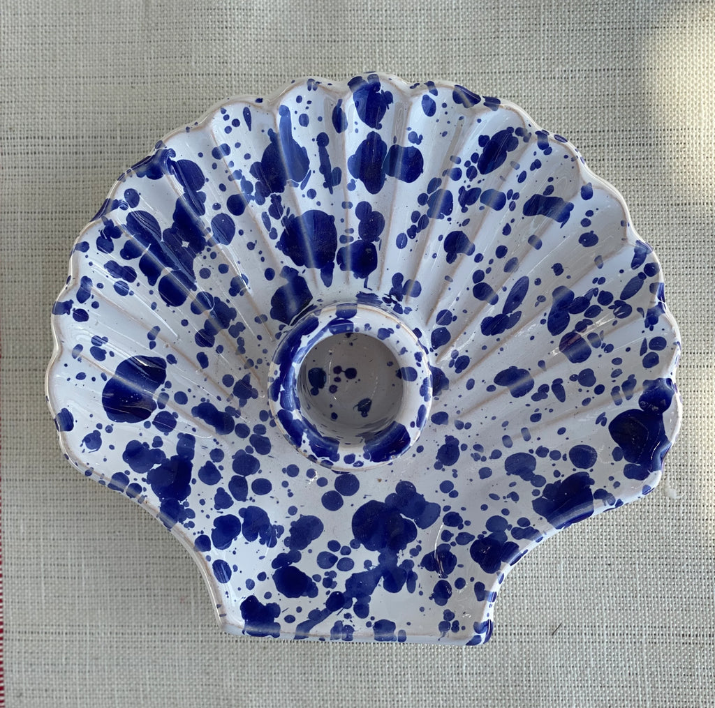 Concha Candle - White with Cobalt