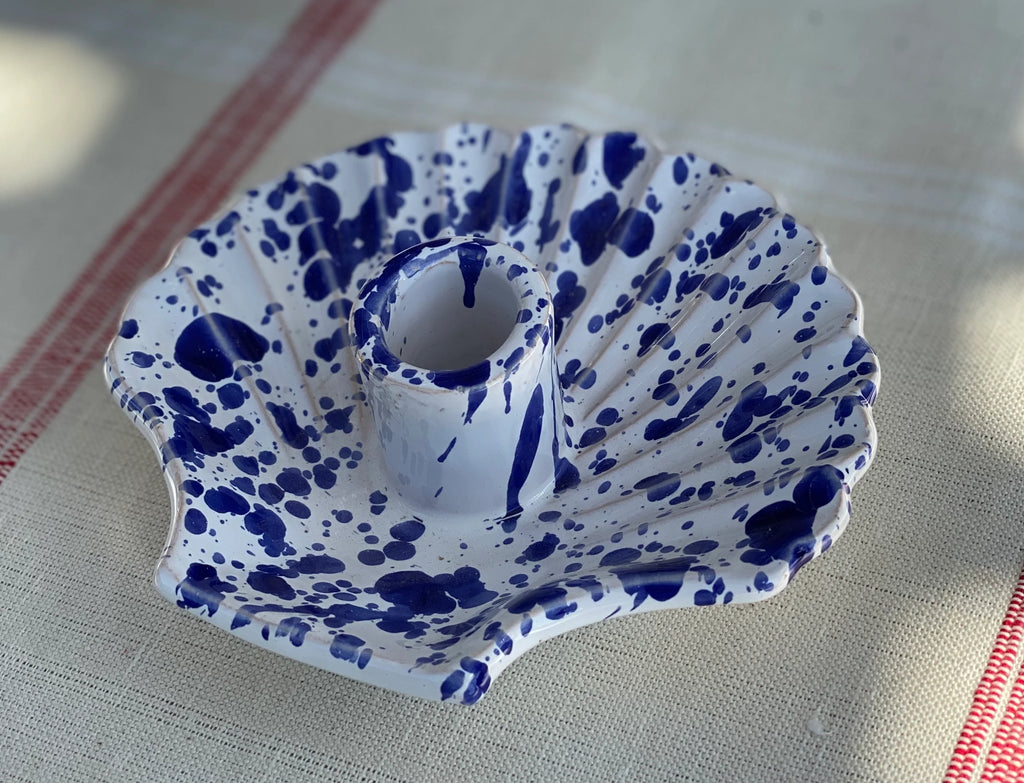 Concha Candle - White with Cobalt