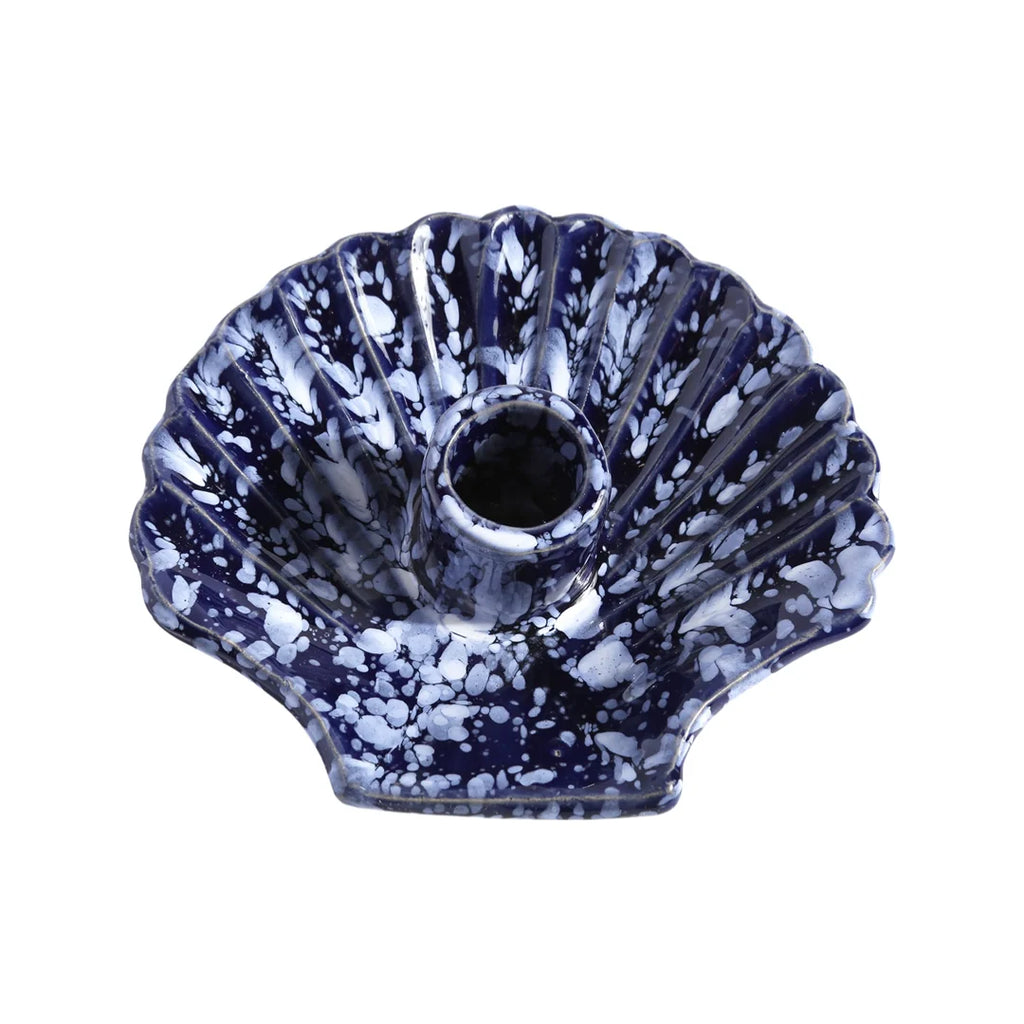 Concha Candle - Cobalt with White