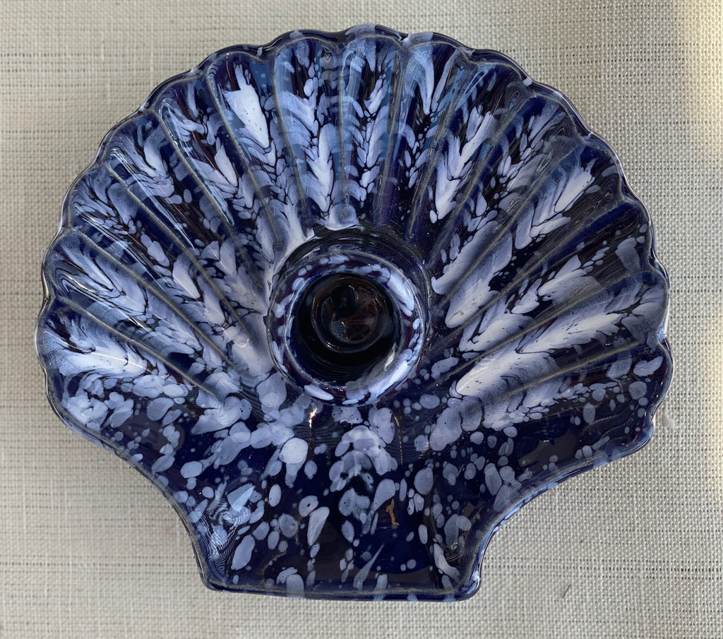 Concha Candle - Cobalt with White