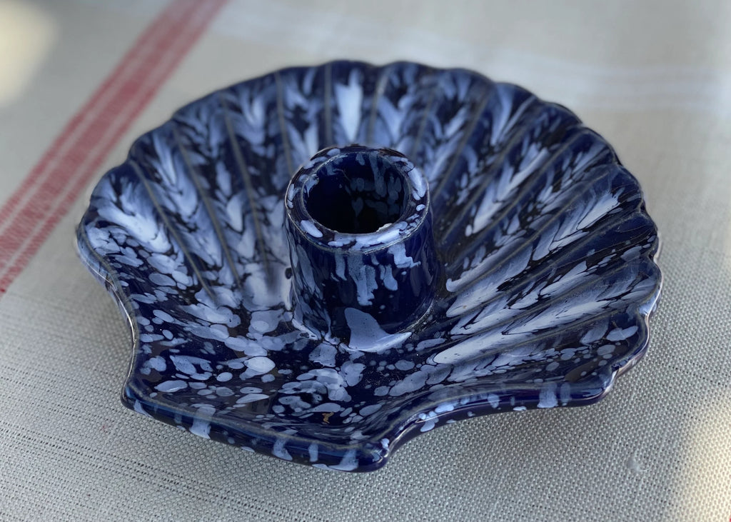 Concha Candle - Cobalt with White