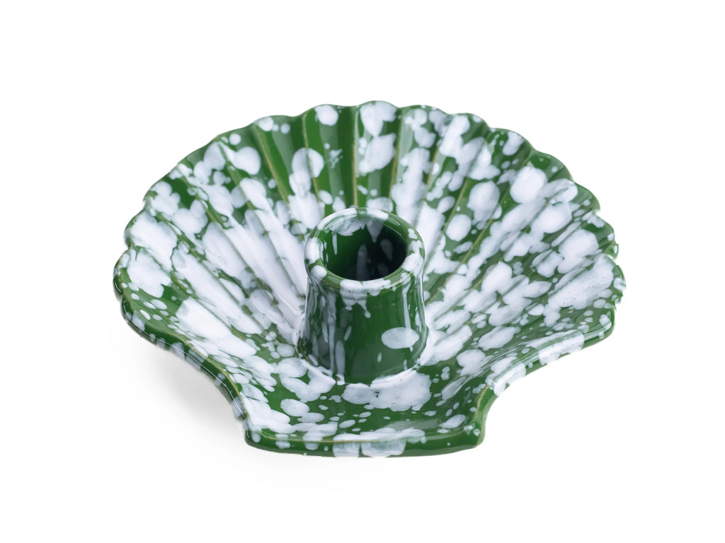 Concha Candle - Green with White