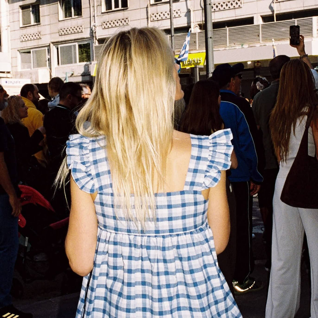Jackie Babydoll Dress - Blue Gingham