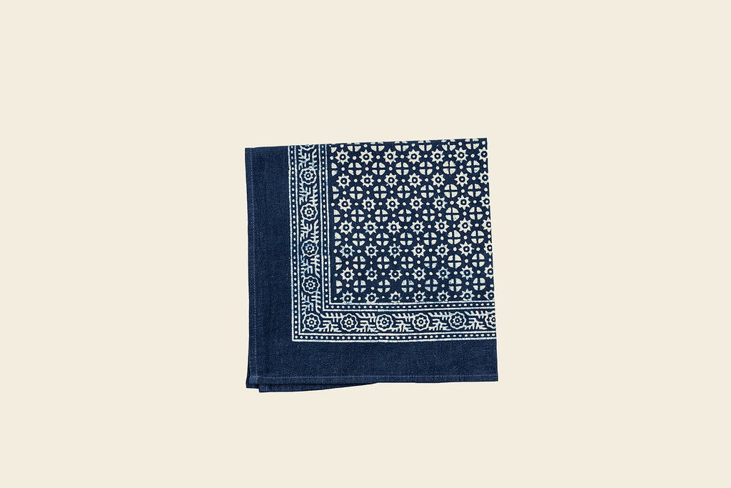 Indigo Block Print Napkin - Star