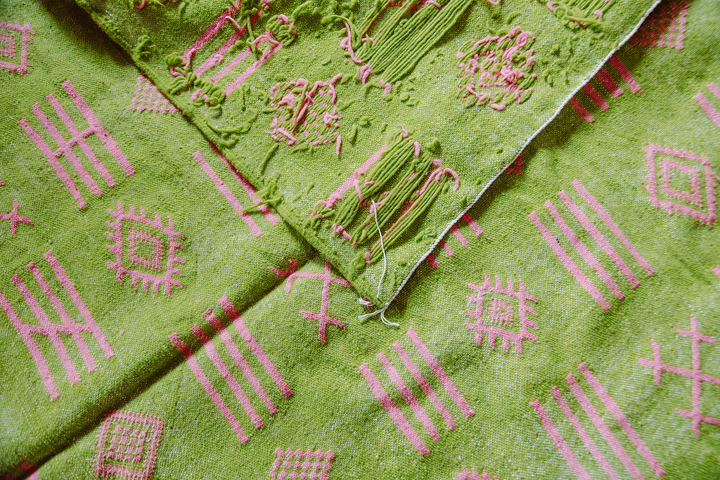 Moroccan Rug in Green and Pink