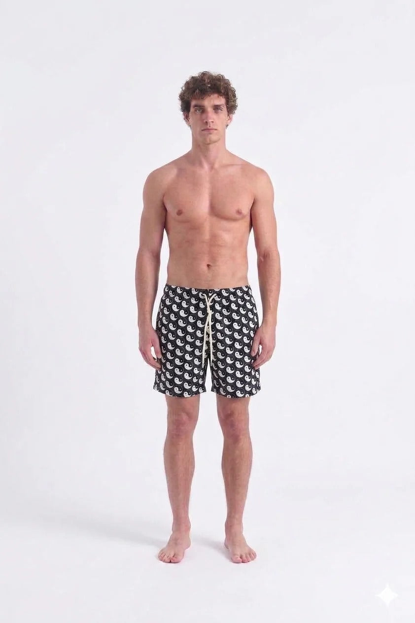 Yin and Out Swimming Trunks - Black