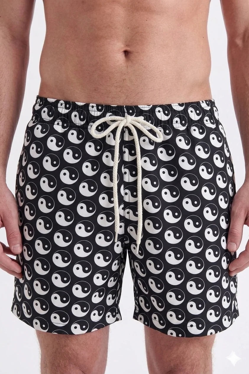 Yin and Out Swimming Trunks - Black