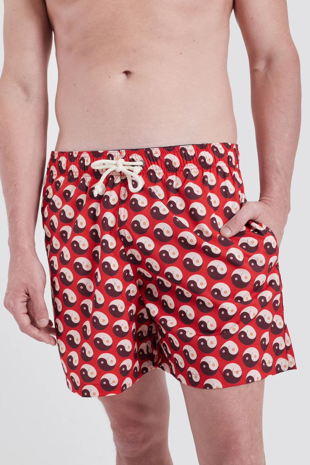 Yin and Out Swimming Trunks - Red